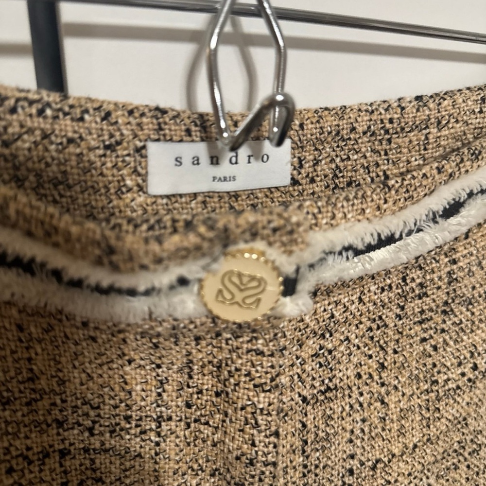 Sandro Tan Tweed High Waist Shorts - Picture 2 of 4